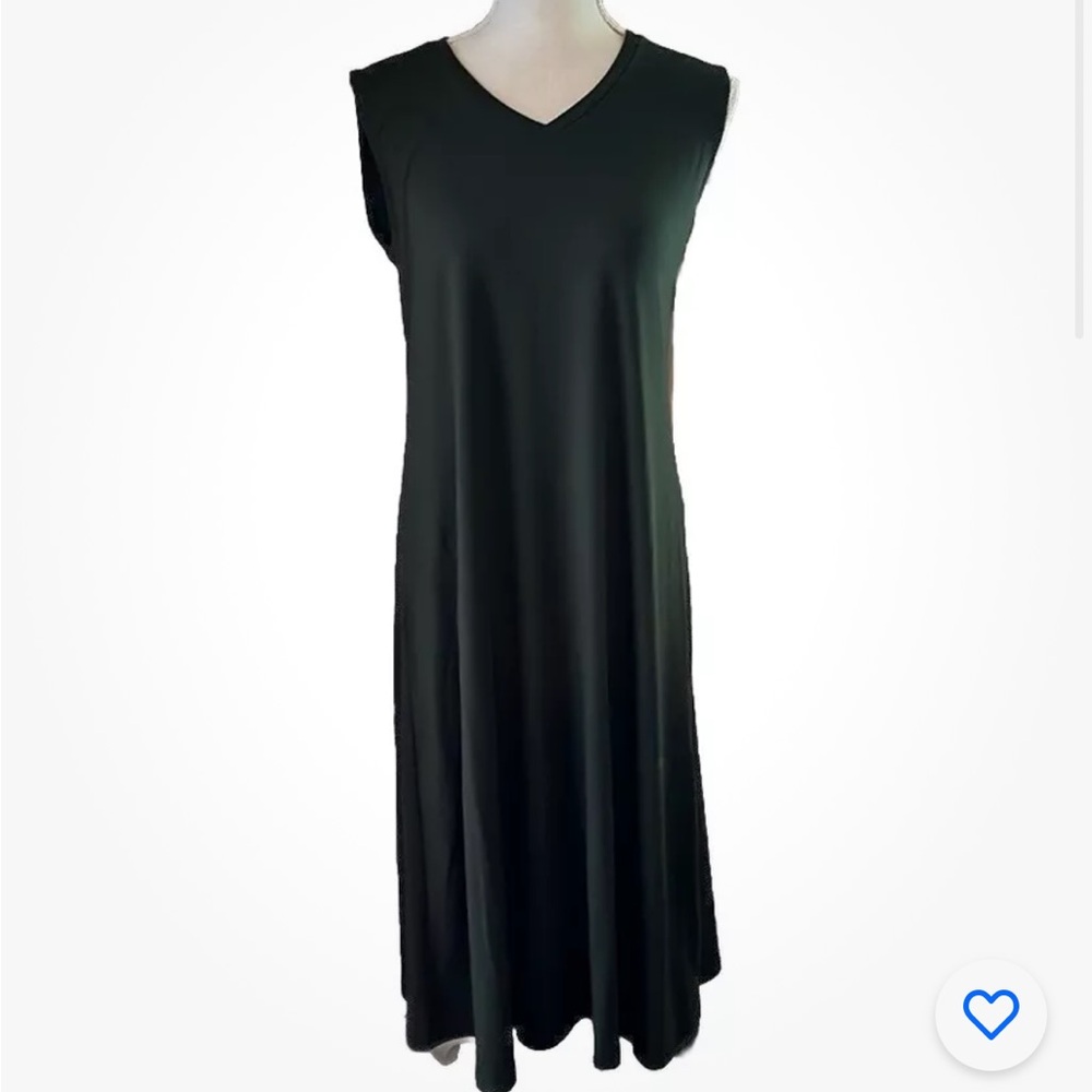 NWT Eileen Fisher Sleeveless Stretch Jersey Tencel Knit Long Green Dress XS